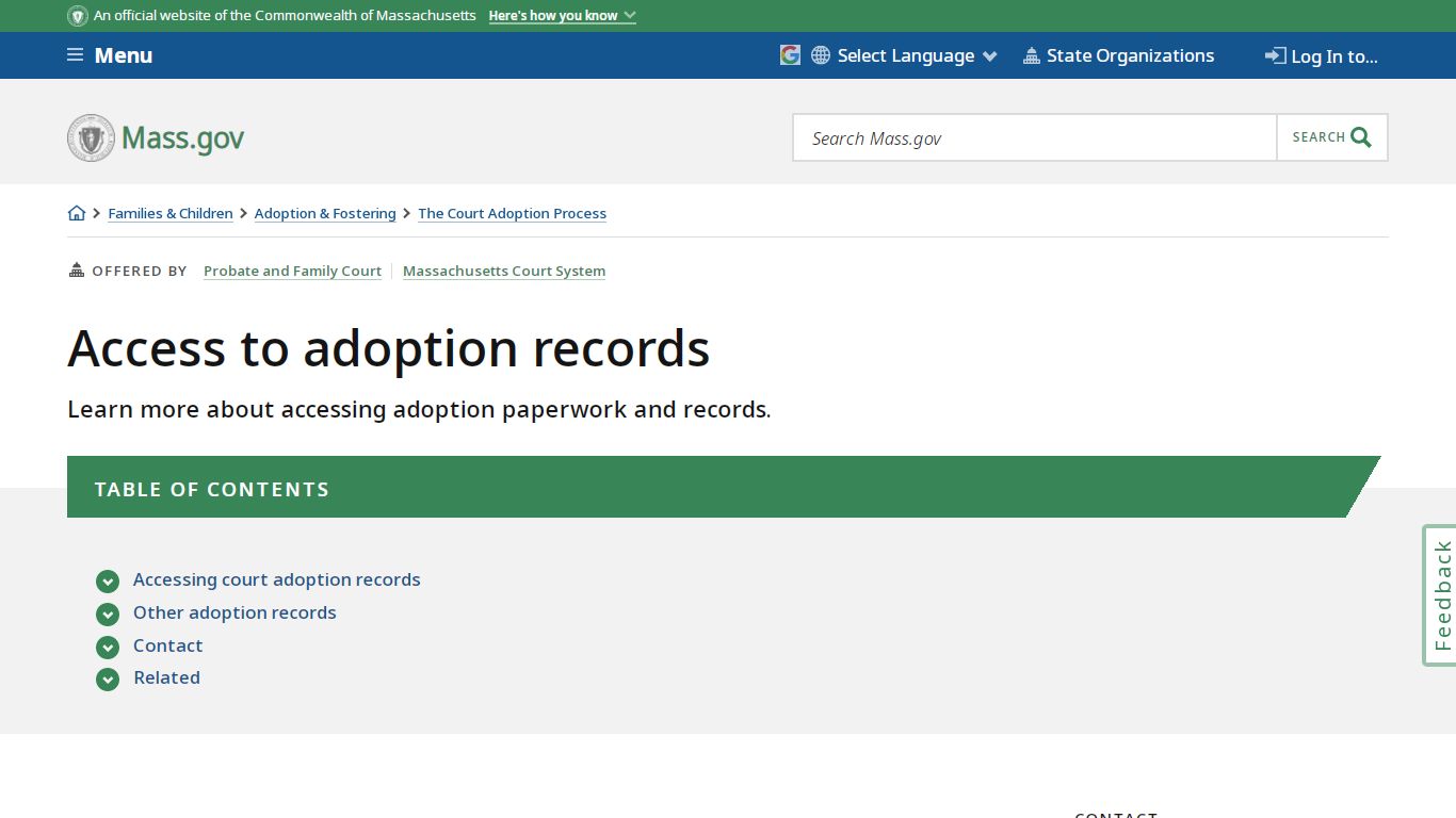Access to adoption records | Mass.gov