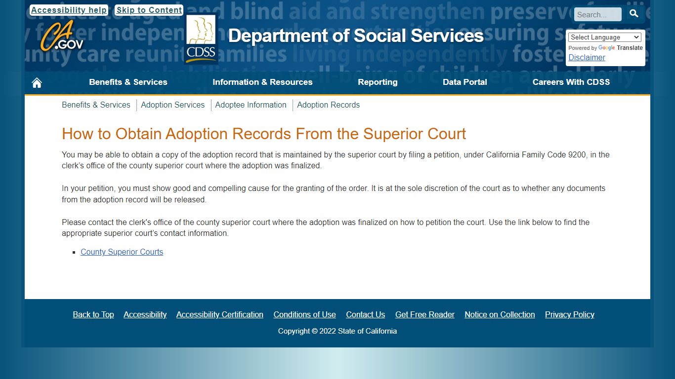 Adoption Records - California Department of Social Services